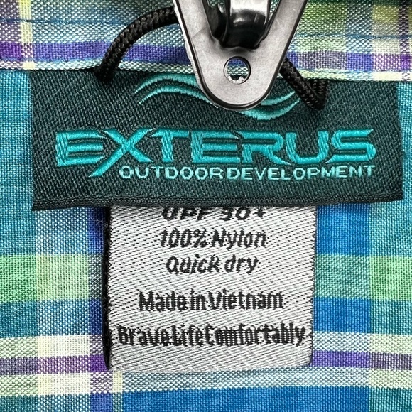 Exterus Outdoor Development Men’s Blue & Green Button Down Long Sleeve Shirt - L - Picture 7 of 9